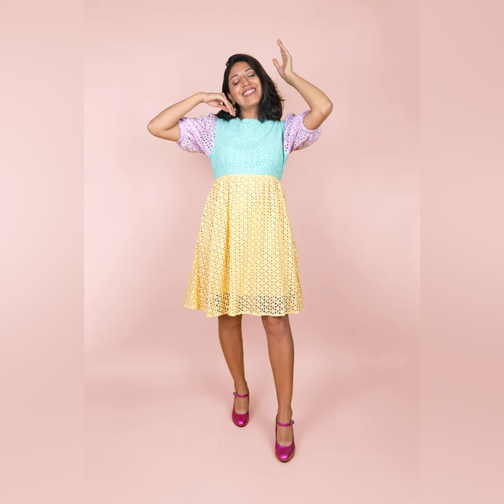 JulyLiebe July Liebe I Want Candy pastel colorblock babydoll dress size L NWT